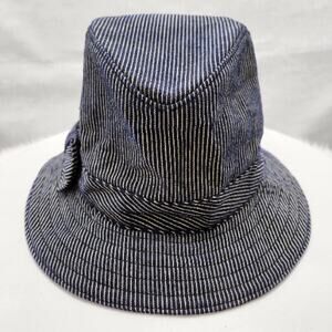 Ralph Lauren Rugby Stripe Bucket Hat Blue Denim Liner Cotton One Size Only